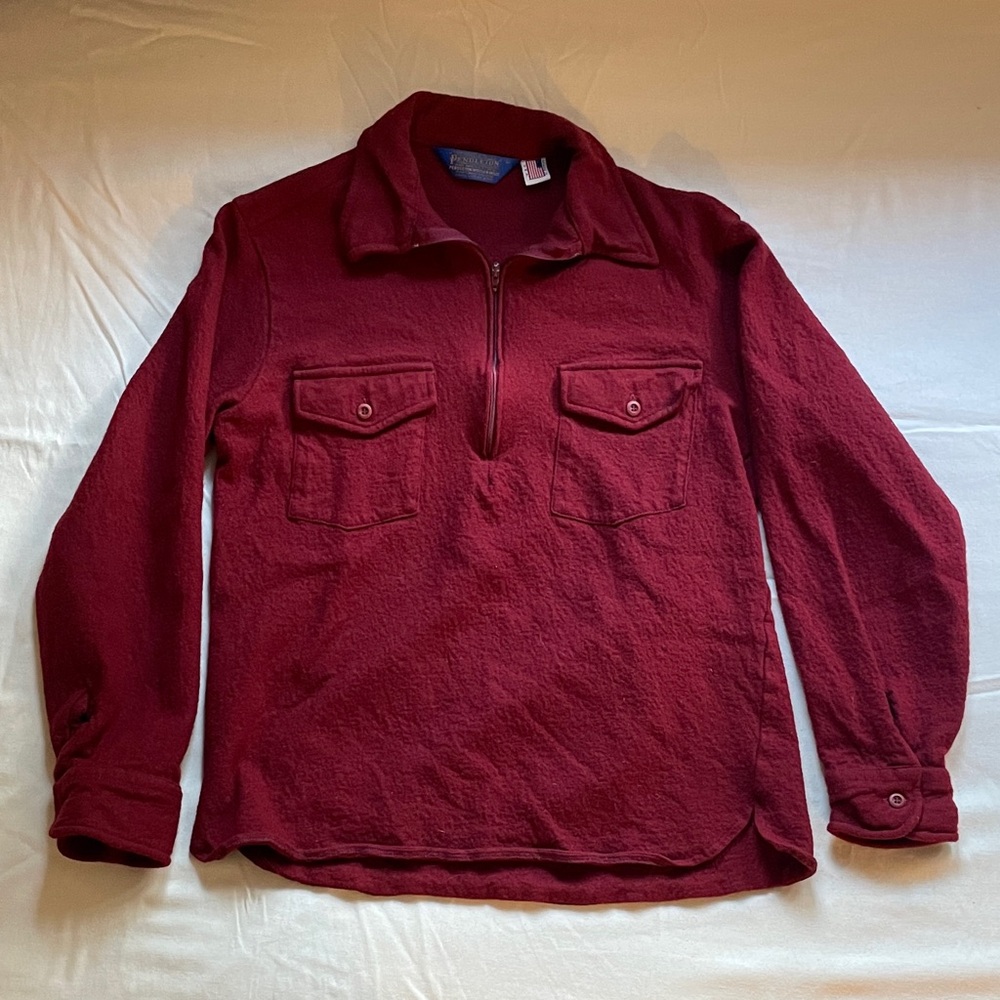 Pendleton - Child’s Wool Burgundy Quarter-Zip Pullover with Pockets